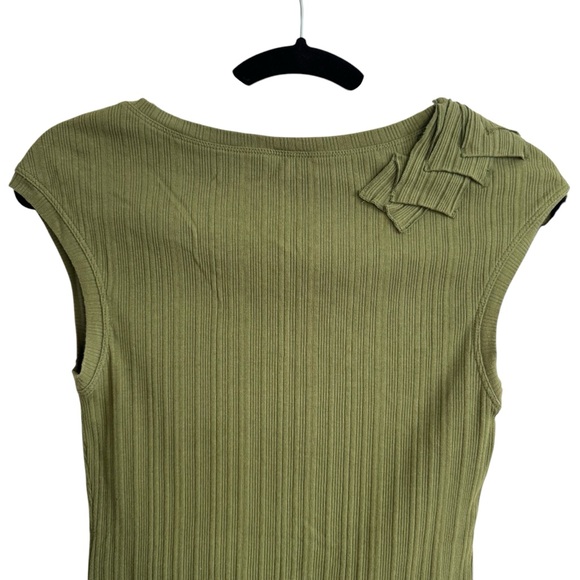 Anthropologie One September Green Asymmetrical Hem Art to Wear Shirt - Picture 6 of 10